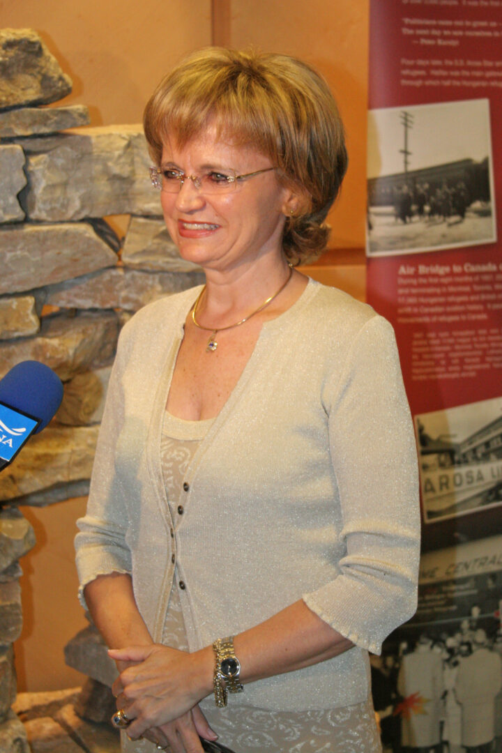 The author, Susan M. Papp, being interviewed by a television journalist.